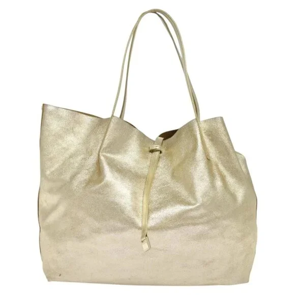 TIFFANY&Co. Reversible Tote Bag Leather Suede Gold Tone Auth 105966